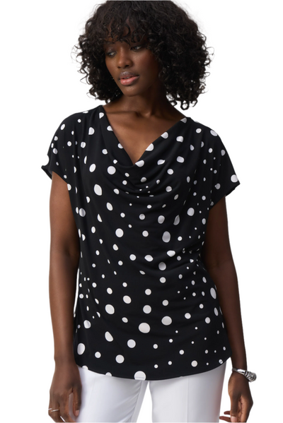 Silky Knit Dot Print Short Sleeve Top Joseph Ribkoff