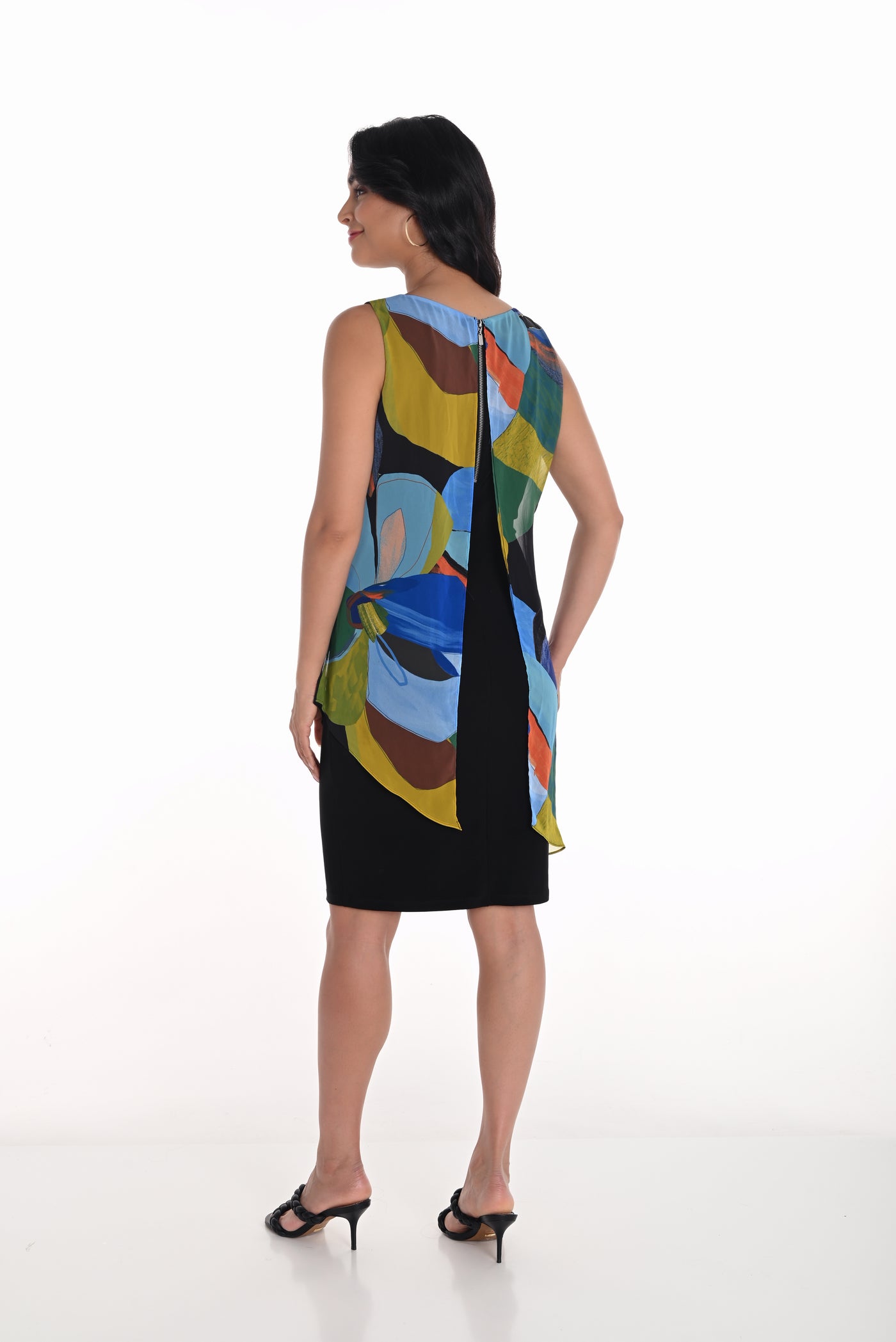 Abstract Floral Chiffon Overlay Dress Frank Lyman