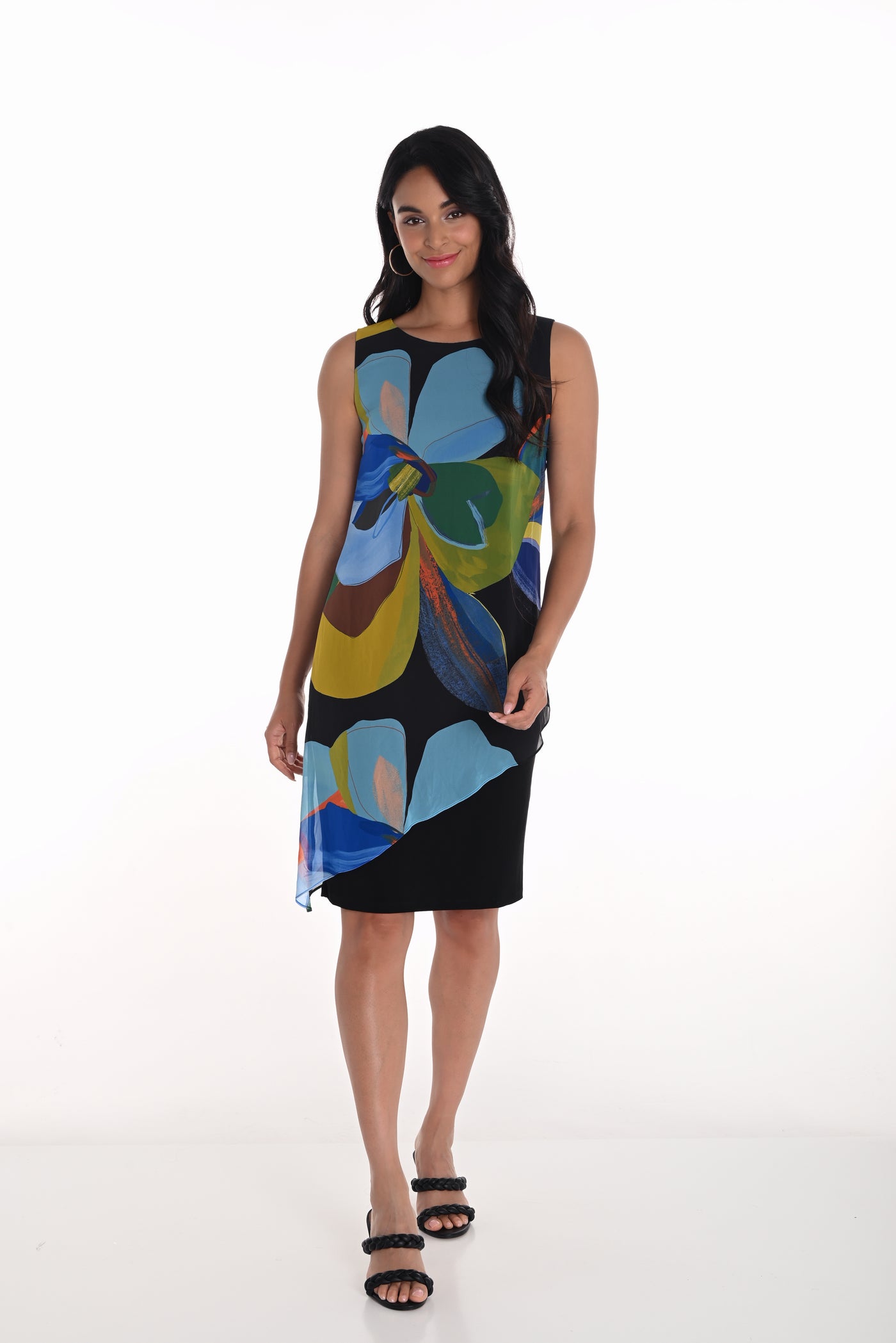 Abstract Floral Chiffon Overlay Dress Frank Lyman