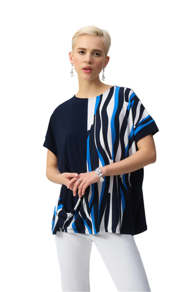 Silky Knit Geometric Print Boxy Top Joseph Ribkoff