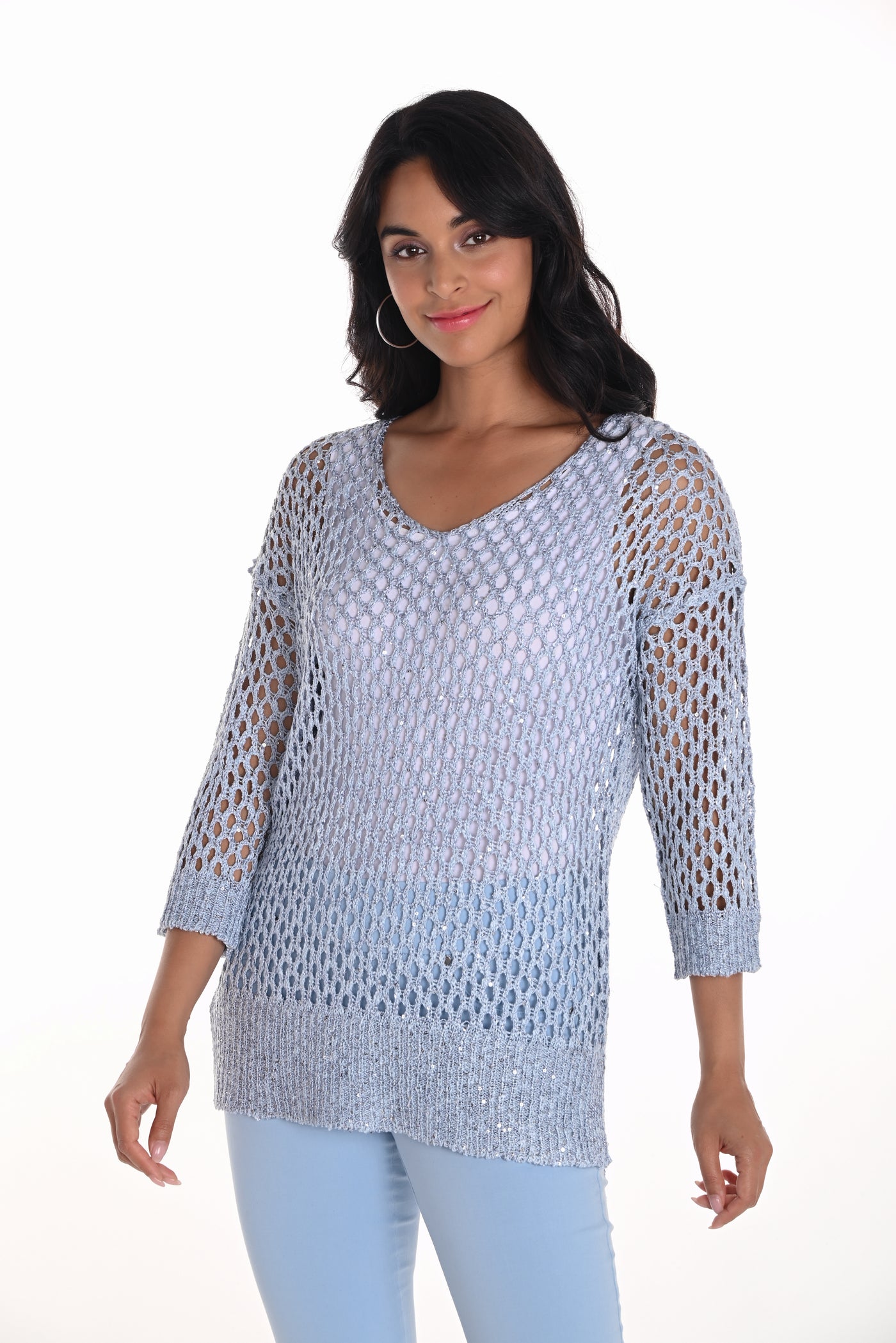 Shimmer Open-Knit Ombre Sweater Frank Lyman