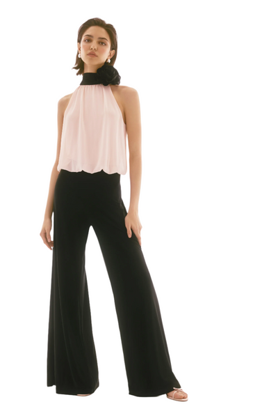 Signature Silky Knit and Chiffon Wide Leg Jumpsuit Joseph Ribkoff