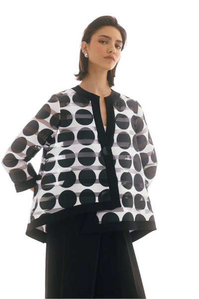 Signature Shadow Stripe Dot Print Swing Jacket Joseph Ribkoff