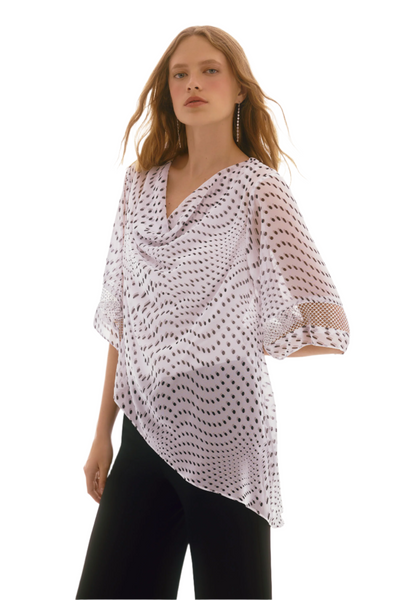 Signature Chiffon Dot Print Layered Top Joseph Ribkoff