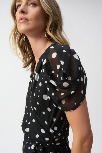 Chiffon Dot Print Wrap Dress Joseph Ribkoff