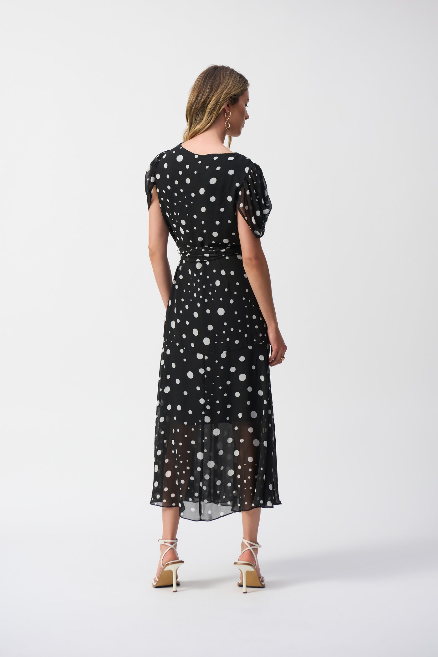 Chiffon Dot Print Wrap Dress Joseph Ribkoff