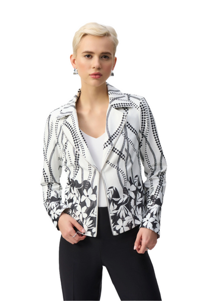 Faux Suede Floral Print Jacket Joseph Ribkoff