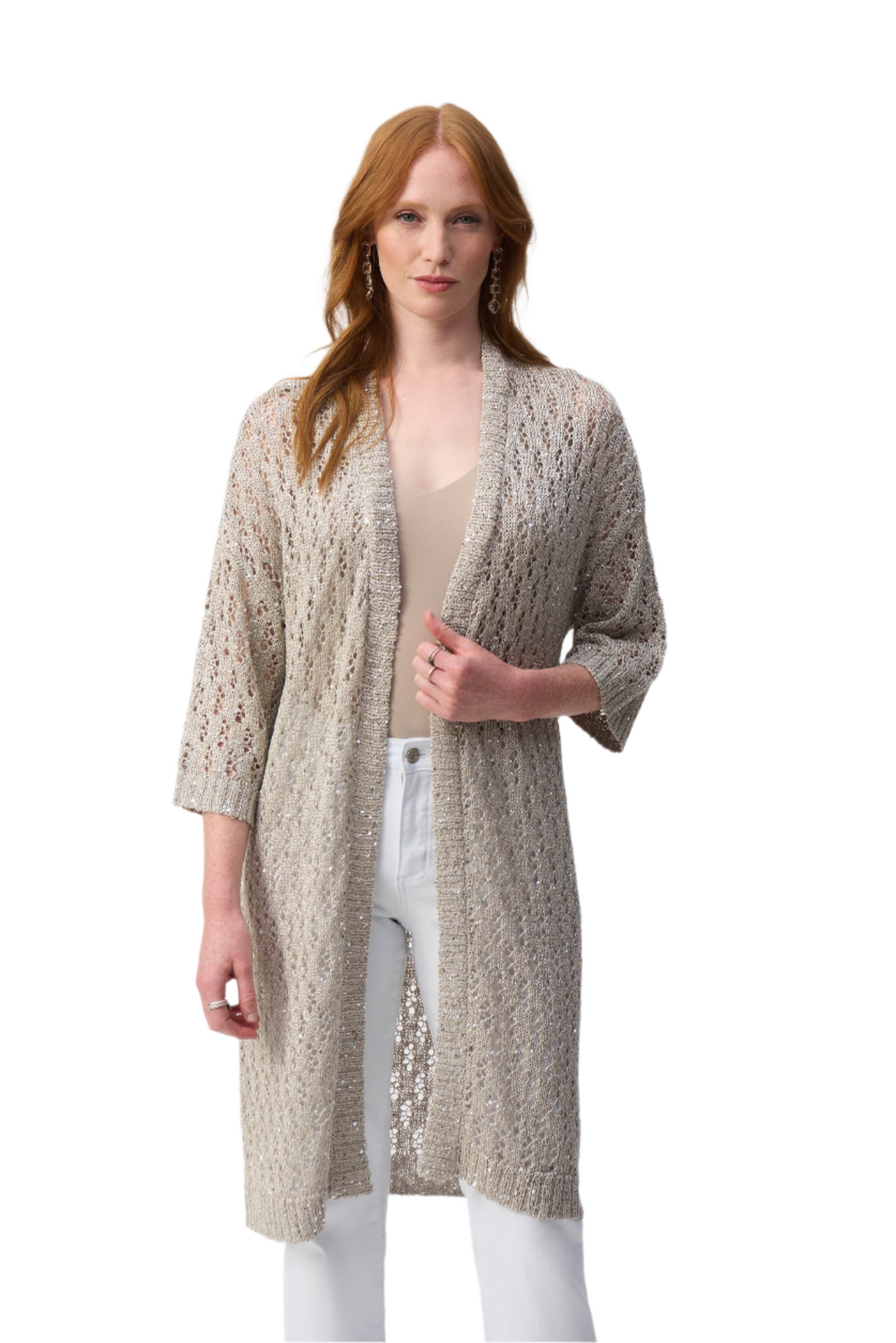 Pointelle Sweater Sequined Cover-Up Joseph Ribkoff