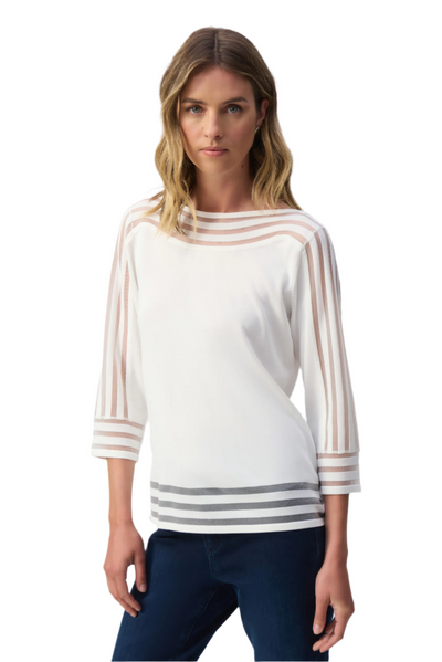 Sweater Knit Pullover with Mesh Stripe Detail Joseph Ribkoff