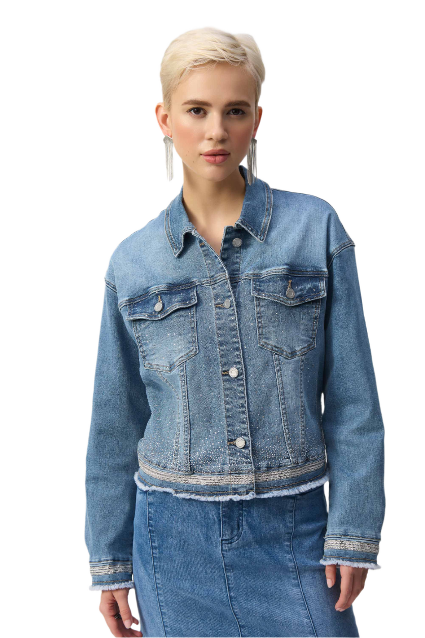 Stretch Denim Jacket with Embroidery Joseph Ribkoff