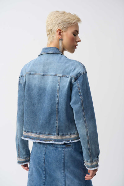 Stretch Denim Jacket with Embroidery Joseph Ribkoff