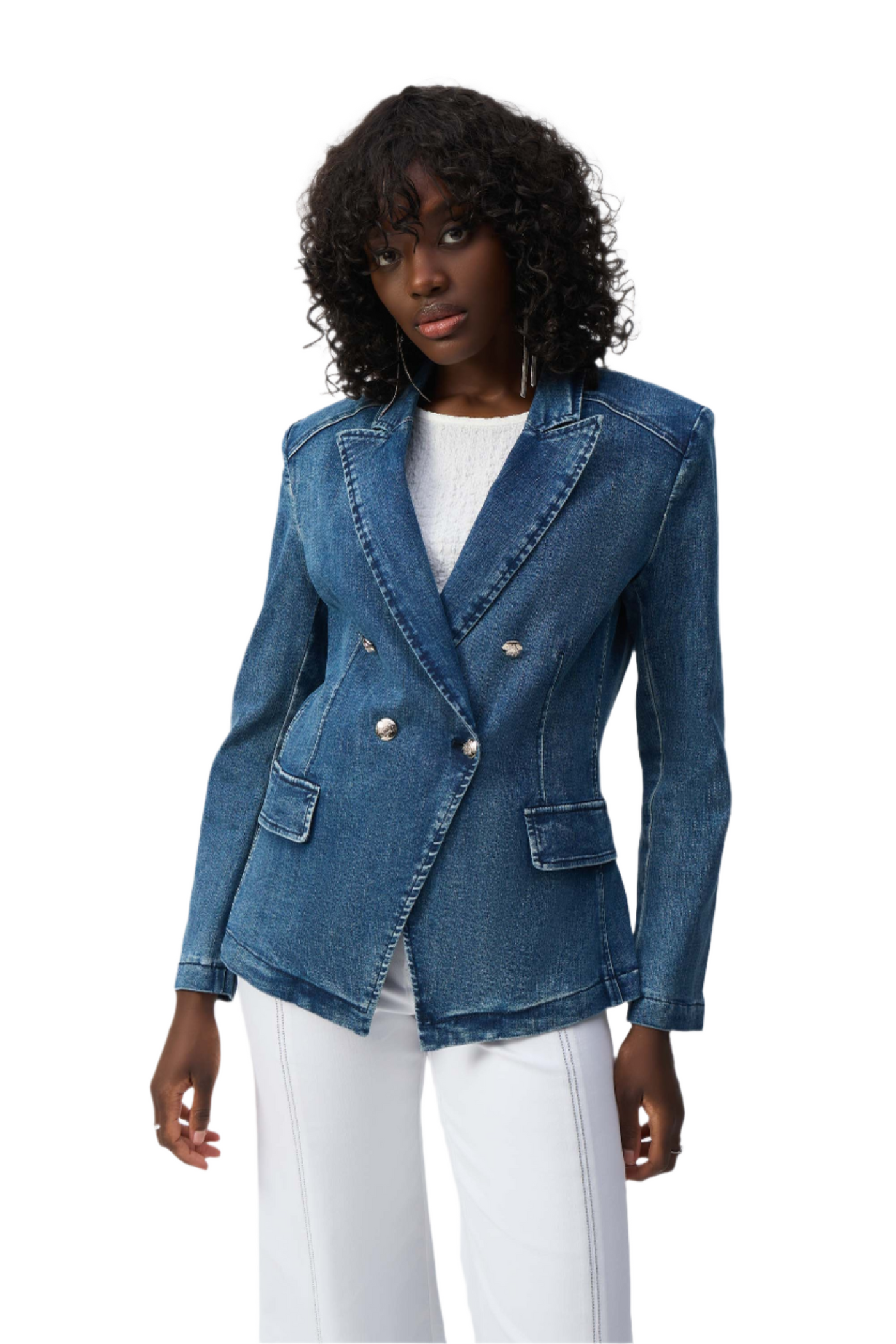 Stretch Denim Double-Breasted Blazer Joseph Ribkoff