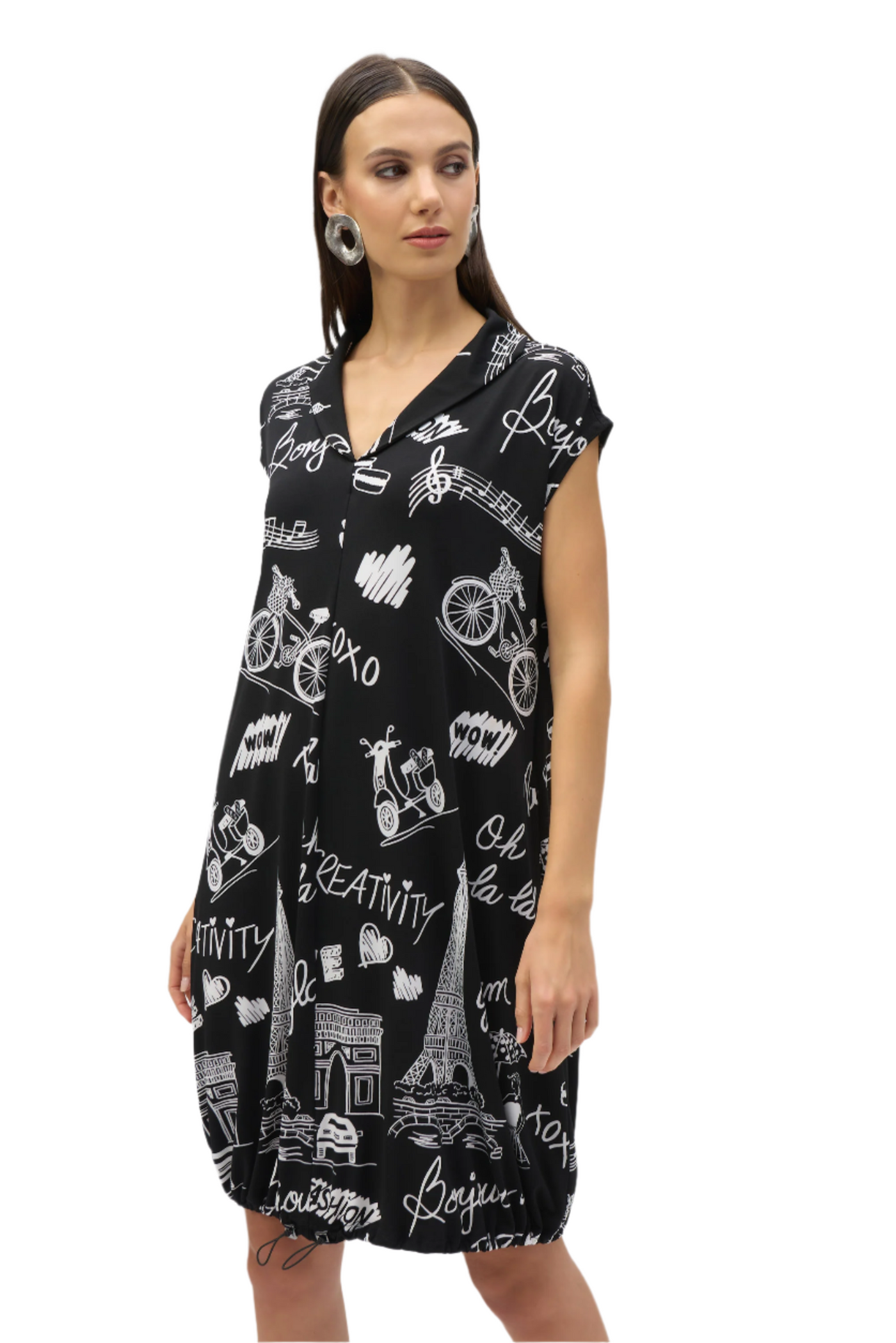 Silky Knit Conversational Print Cocoon Dress Joseph Ribkoff