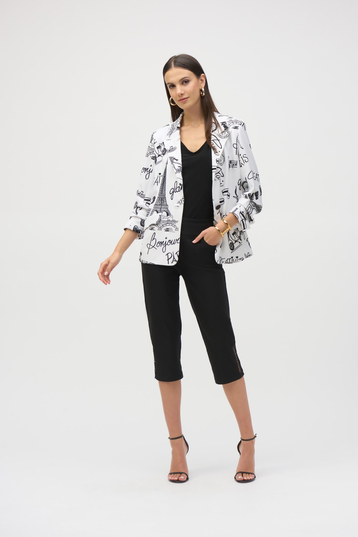 Silky Knit Conversational Print Straight Blazer Joseph Ribkoff