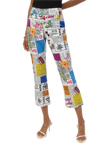 Millennium Word Print Flared Pants Joseph Ribkoff