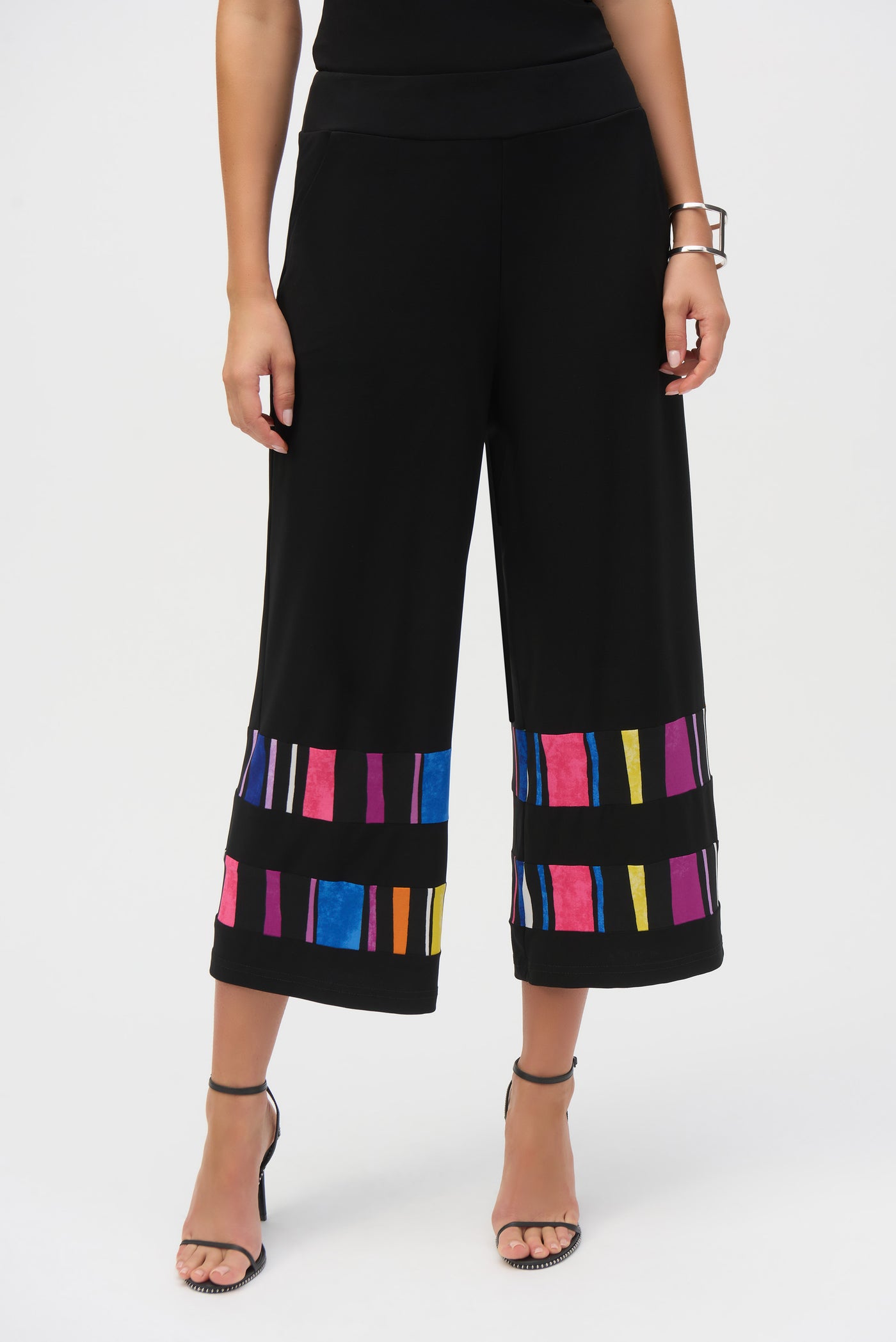 Silky Knit Stripe Print Culotte Pants Joseph Ribkoff