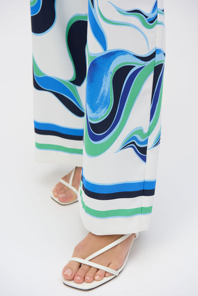 Woven Abstract Print Wide-Leg Pants