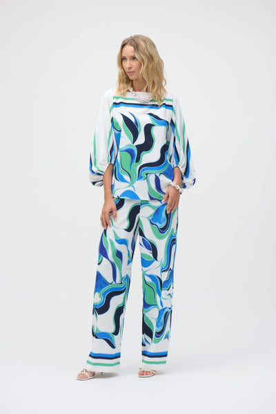 Woven Abstract Print Boxy Top Joseph Ribkoff