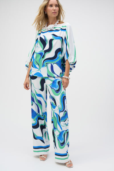 Woven Abstract Print Boxy Top Joseph Ribkoff