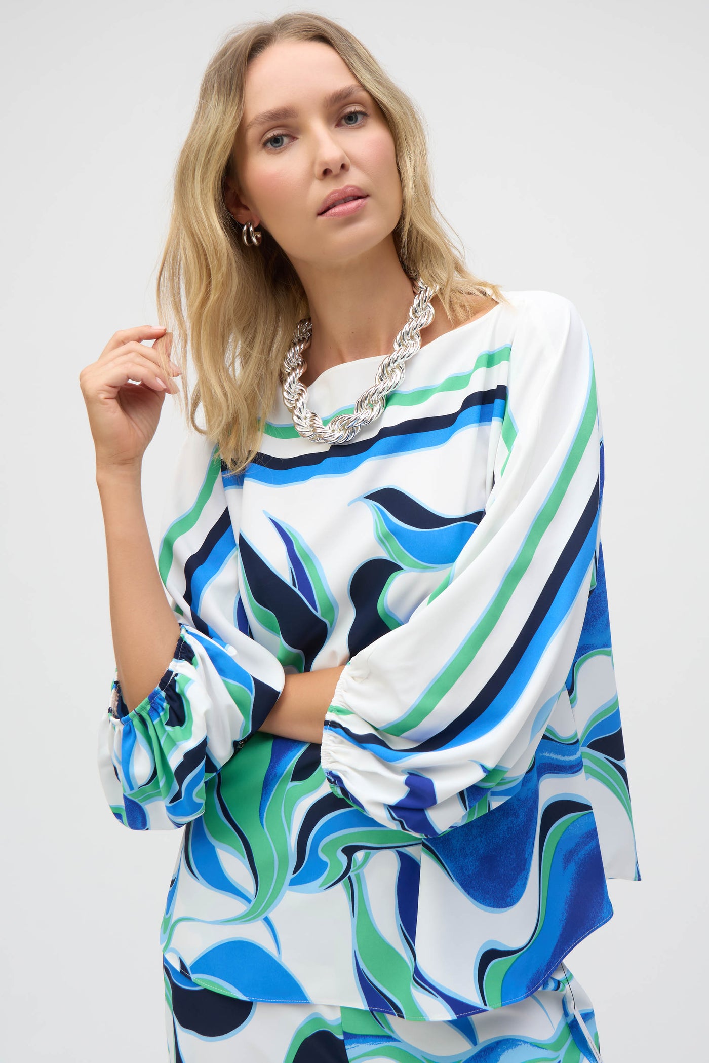 Woven Abstract Print Boxy Top Joseph Ribkoff