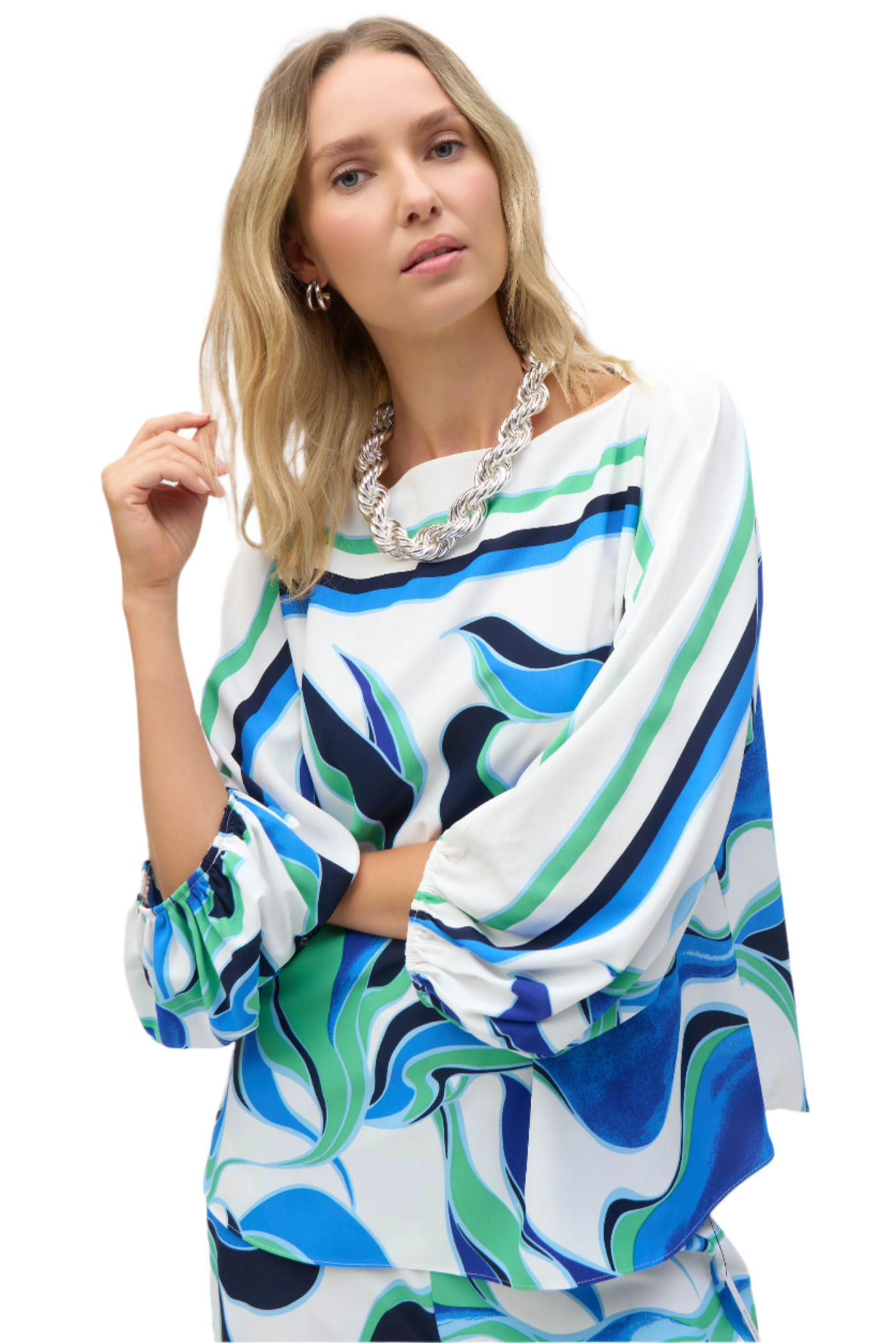 Woven Abstract Print Boxy Top Joseph Ribkoff