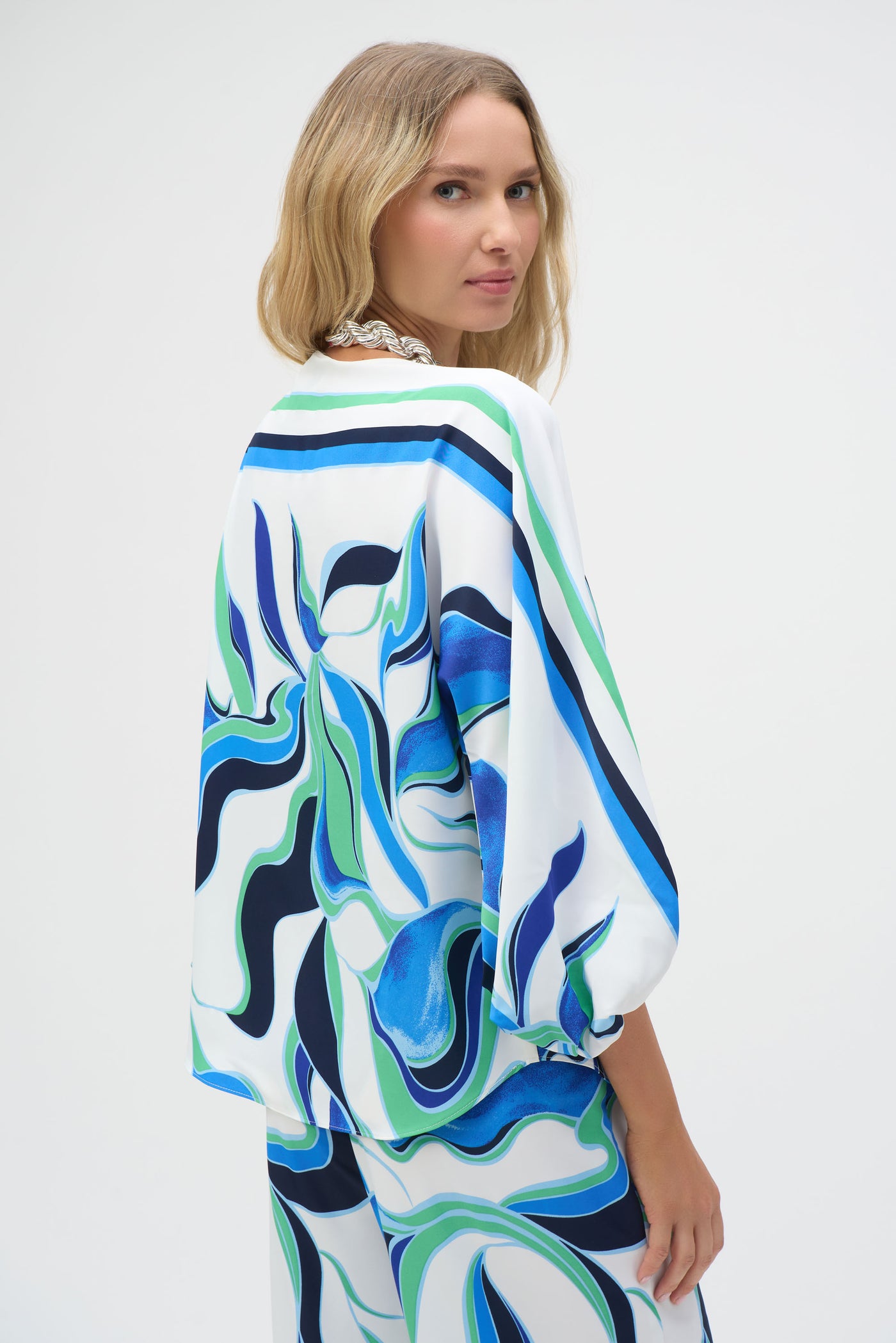 Woven Abstract Print Boxy Top Joseph Ribkoff