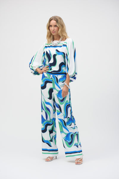 Woven Abstract Print Boxy Top Joseph Ribkoff