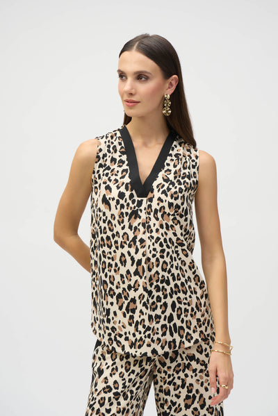 Animal Print Woven Sleeveless Top