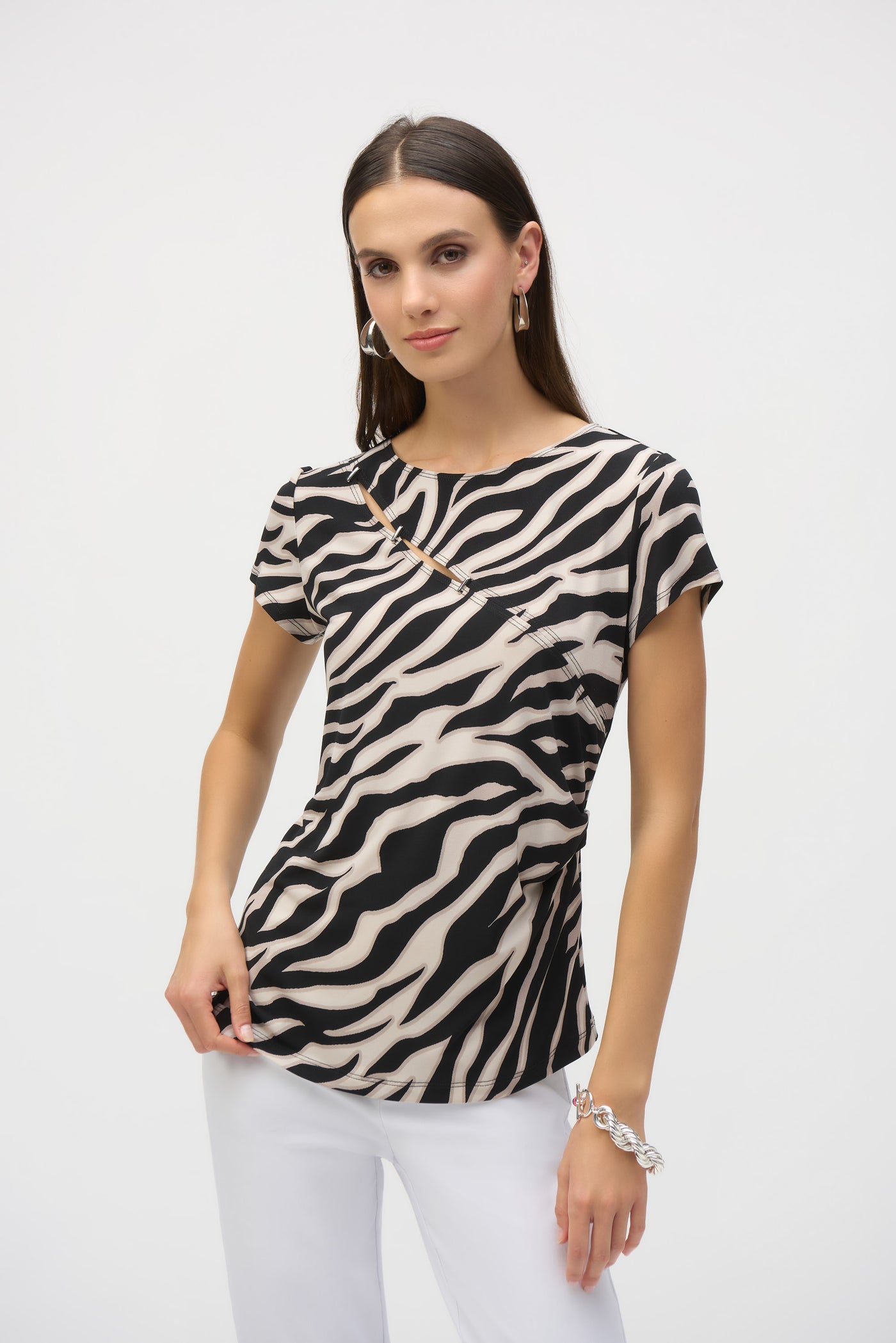 Silky Knit Animal Print Fitted Top Joseph Ribkoff