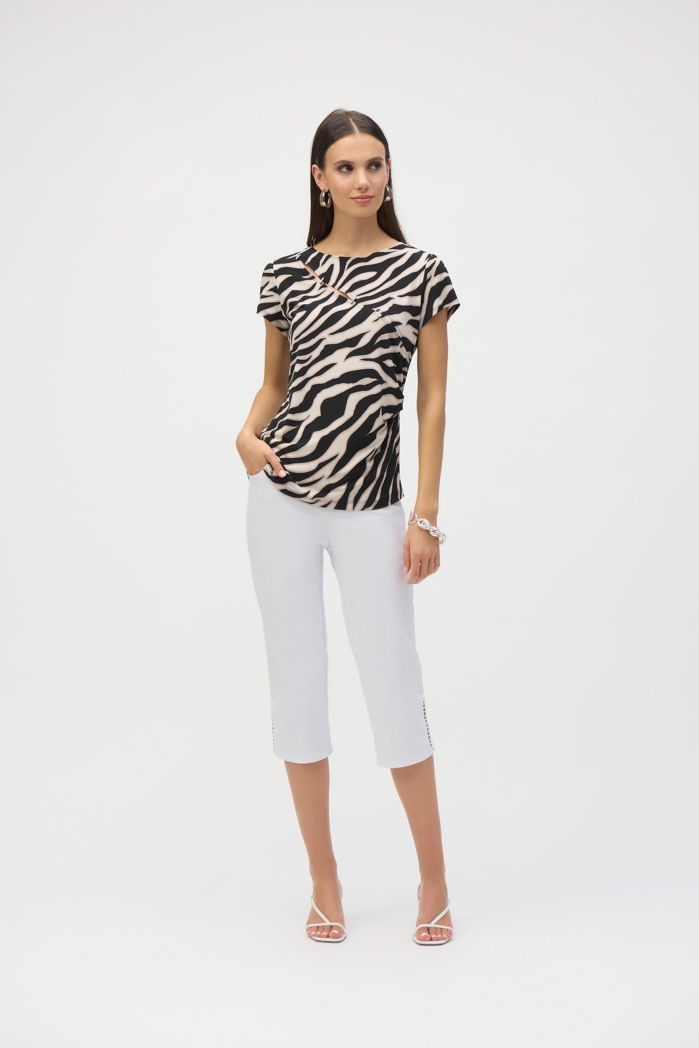 Silky Knit Animal Print Fitted Top Joseph Ribkoff