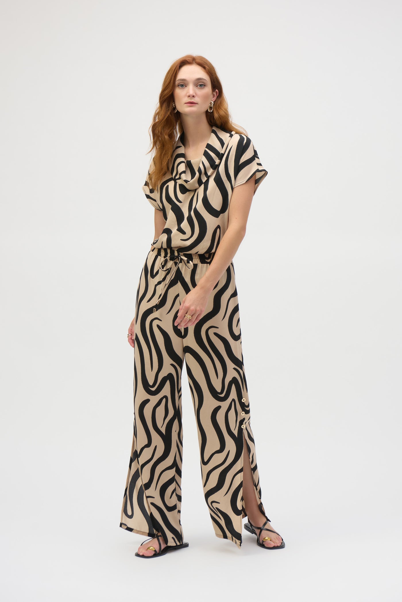 Gauze Abstract Print Wide Leg Pants Joseph Ribkoff