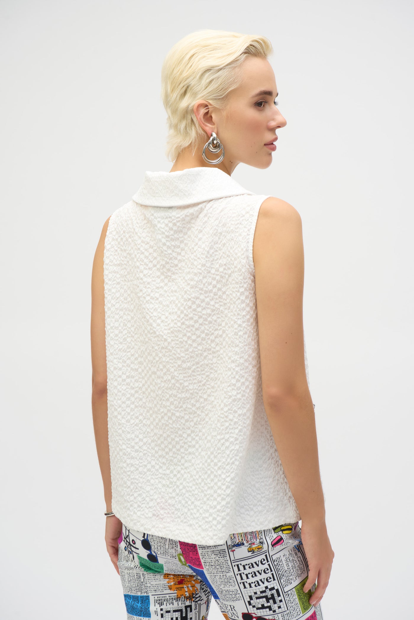 Seersucker Sleeveless Straight Top Joseph Ribkoff