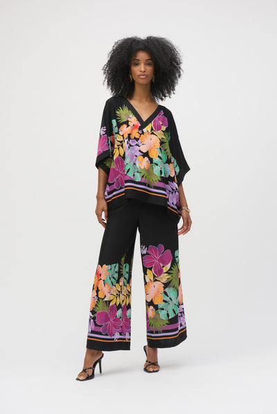 Woven Floral Border Print Wide Leg Pants Joseph Ribkoff