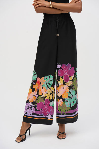 Woven Floral Border Print Wide Leg Pants Joseph Ribkoff