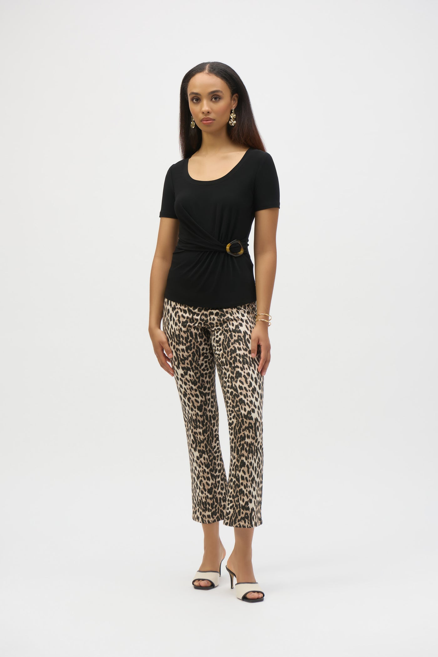 Straight Leg Leopard Print Stretch Jeans Joseph Ribkoff