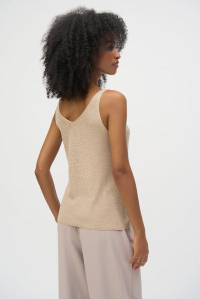 Metallic Knitted Camisole with Rhinestones Joseph Ribkoff