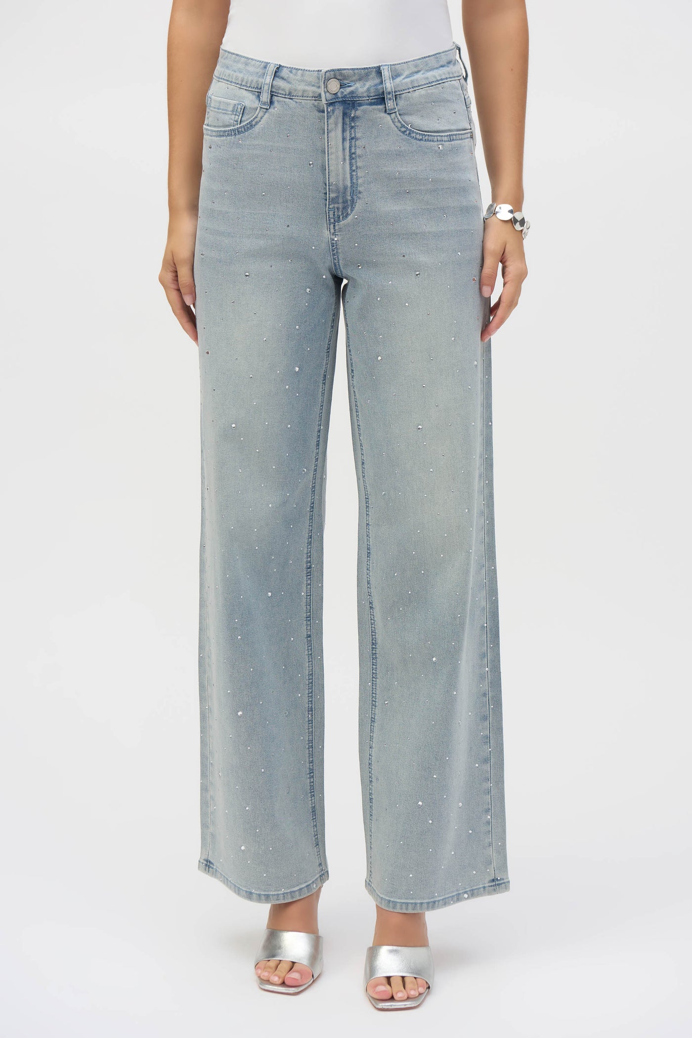 Classic Wide Leg Stretch Jeans with Crystals Joseph Ribkoff