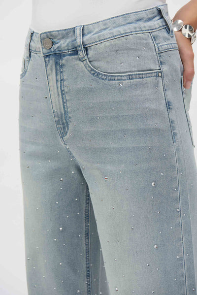 Classic Wide Leg Stretch Jeans with Crystals Joseph Ribkoff