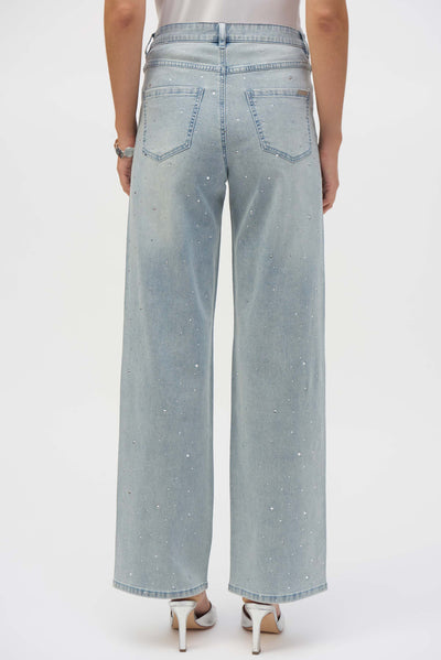 Classic Wide Leg Stretch Jeans with Crystals Joseph Ribkoff