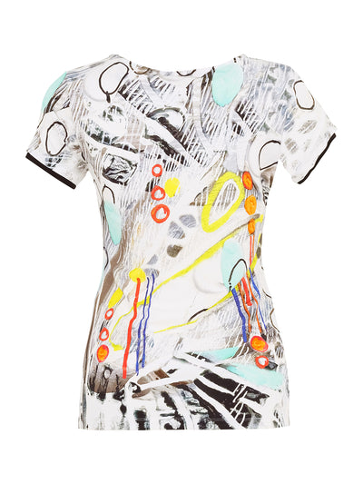 Abstract Art Print V-Neck Top Dolcezza