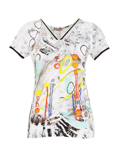 Abstract Art Print V-Neck Top Dolcezza