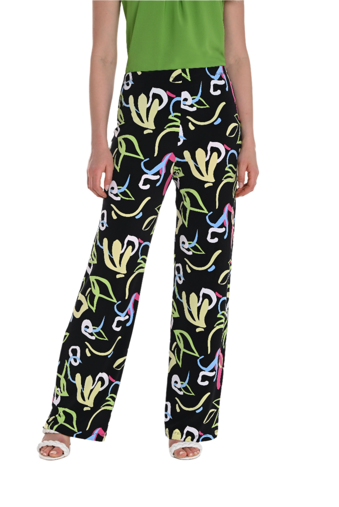 Bold Abstract Print Wide-Leg Pants Frank Lyman