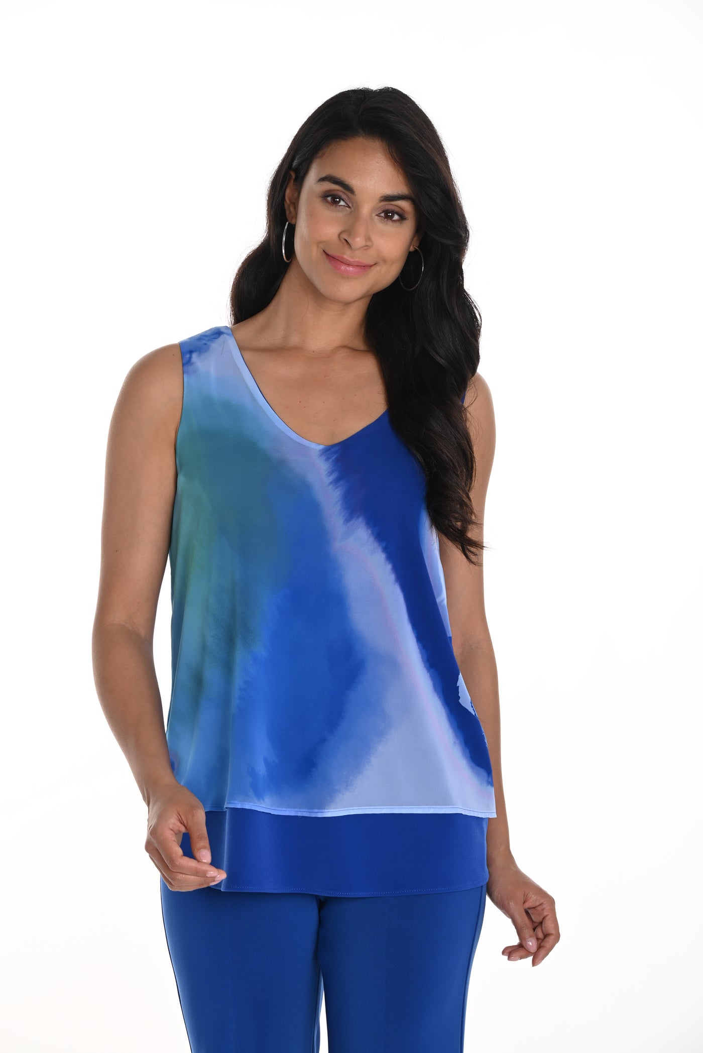 Watercolor Layered Sleeveless Top Frank Lyman