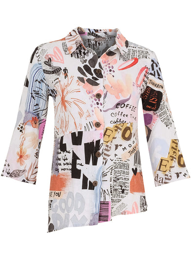 Artistic Collage Print Button-Up Jacket Dolcezza