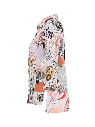 Artistic Collage Print Button-Up Jacket Dolcezza