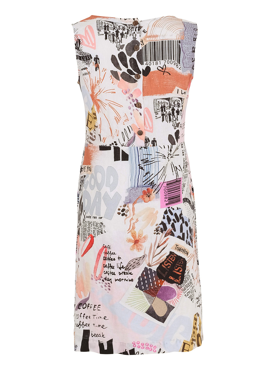 Artistic Collage Print Sleeveless Dress Dolcezza