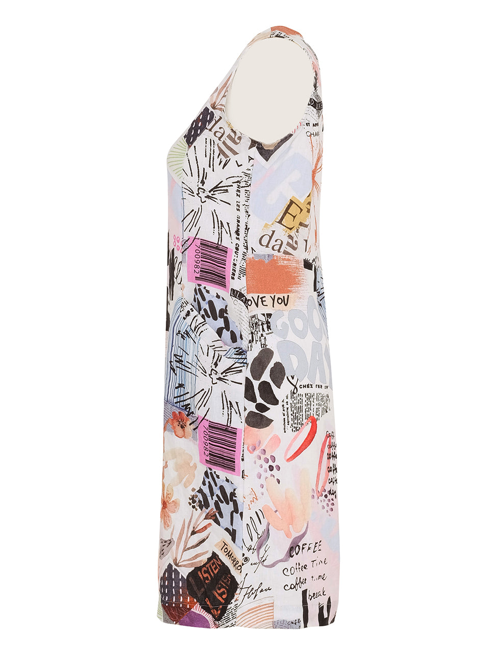 Artistic Collage Print Sleeveless Dress Dolcezza