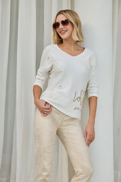 V-Neck Jewel Embellished Pullover Frank Lyman