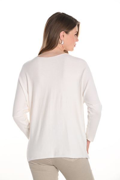 V-Neck Jewel Embellished Pullover Frank Lyman