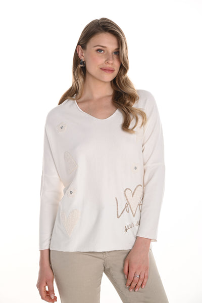 V-Neck Jewel Embellished Pullover Frank Lyman